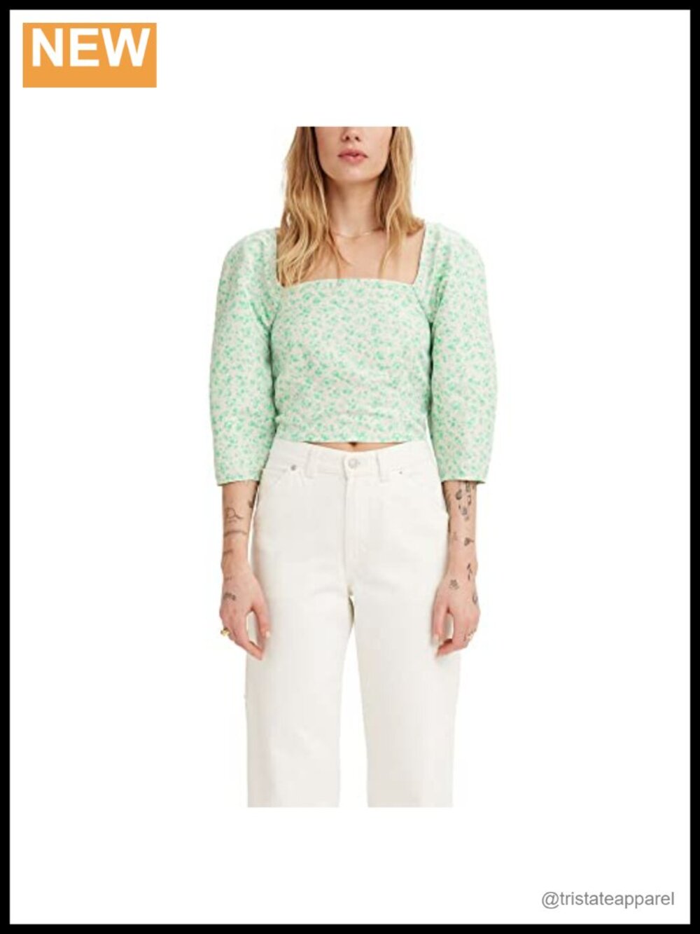 Women's Long Sleeve Yvie Floral Blouse Square Neck Regular Fit